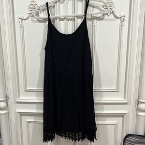 cute black sundress with lace detail